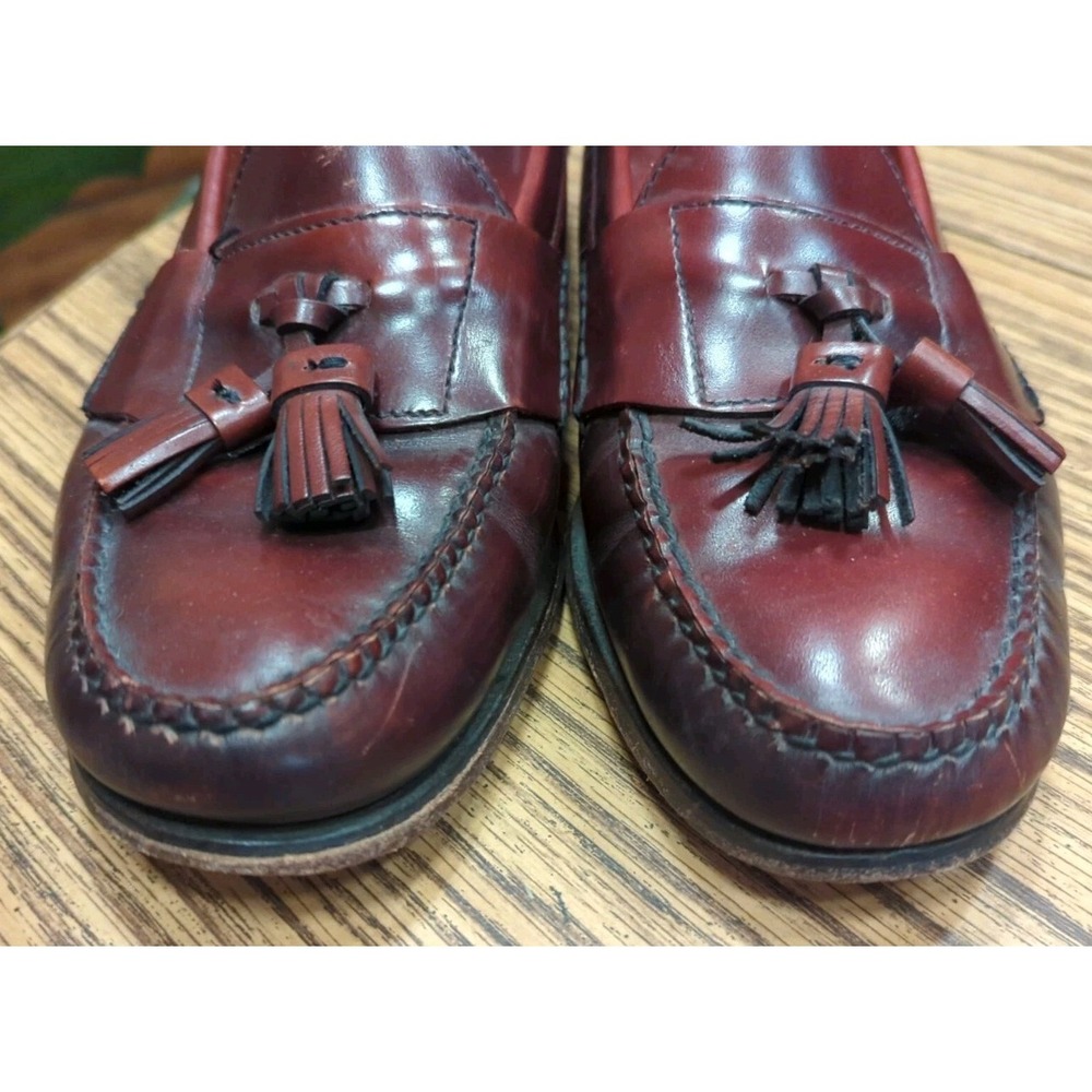 Men's Land's End Burgundy/Brown Leather Lined Tassel Loafers Size 9.5 M - Picture 10 of 10